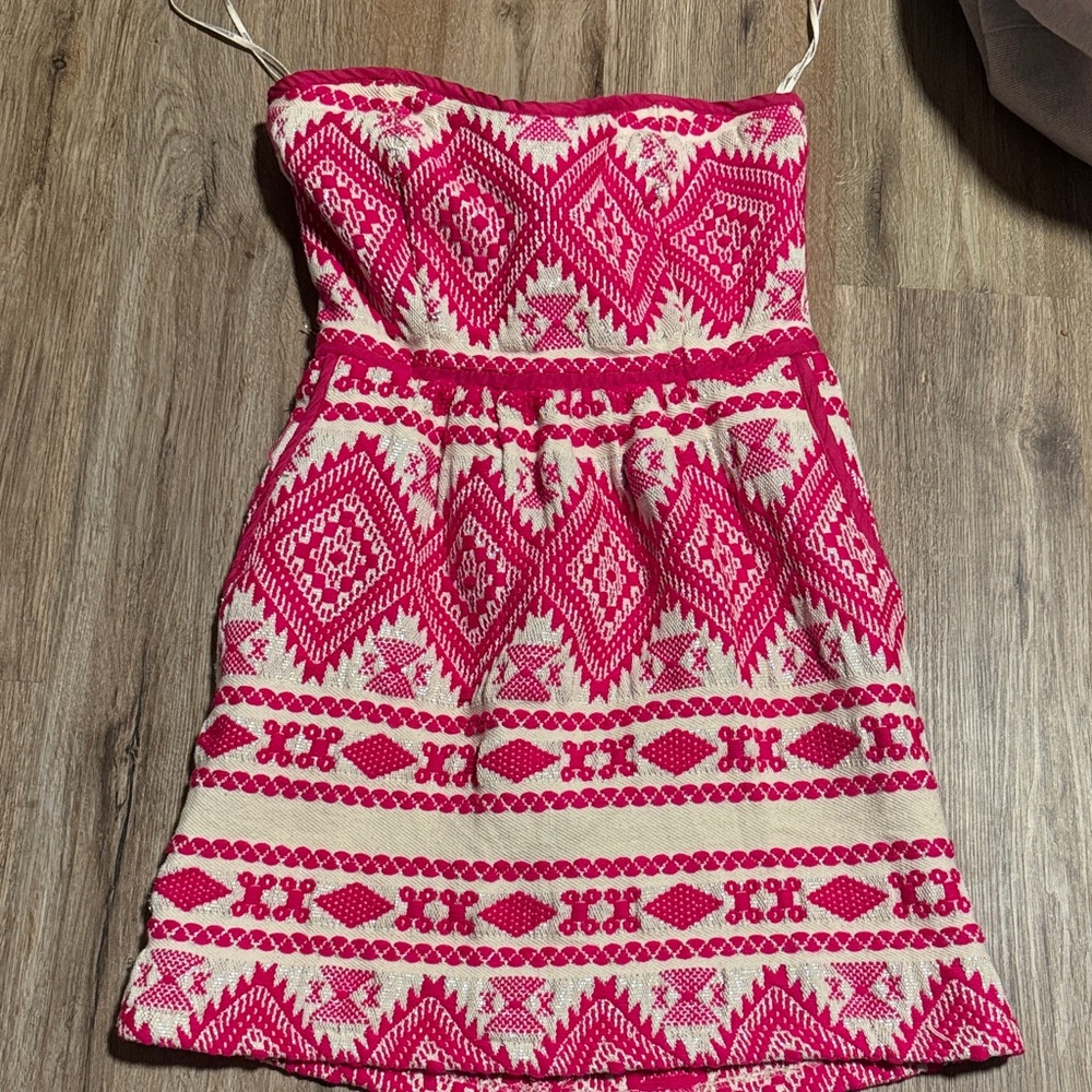 Judith March Pink and Cream Strapless Dress